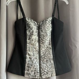 The Limited Black and Silver  Metallic Zip Up Rockin Corset  Bodice Top. Med.